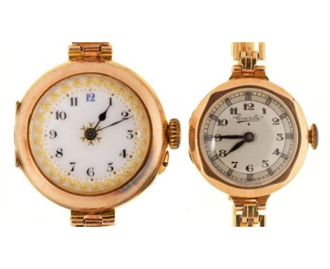 TWO 9CT GOLD LADY'S WRISTWATCHES, ON GOLD BRACELETS, 42G, CASED++LIGHT WEAR CONSISTENT WITH AGE