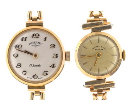 TWO GOLD PLATED LADY'S WRISTWATCHES, 9CT GOLD BRACELETS, 23.5G++LIGHT WEAR CONSISTENT WITH AGE
