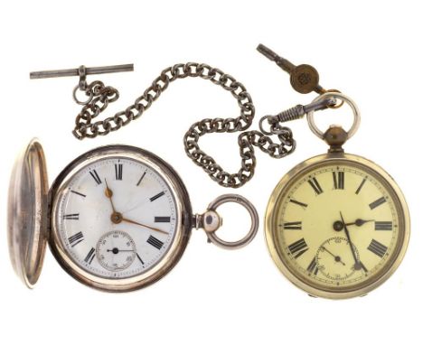 TWO WATCHES COMPRISING AN ENGLISH ENGINE TURNED PAIR CASED SILVER LEVER WATCH, LONDON, 1873, CASEMAKER WH, AND ANOTHER WATCH 