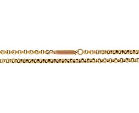 A GOLD CHAIN, MARKED 9C, 55 CM, 9G++IN GOOD CONDITION, WITH LIGHT WEAR CONSISTENT WITH AGE