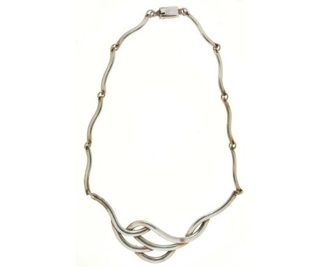 A MODERNIST SILVER ARTICULATED NECKLET, 47G++LIGHT WEAR CONSISTENT WITH AGE