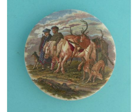 Chiefs Return from Deer Stalking (248) 117mm  (pot lid, pot lids, potlid, potlids, prattware)  *Ex Beckford, number 2867