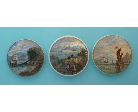 Chin Chew River (21) 101mm, Harbour of Hong Kong (221) 104mm and Ning Po River (222) 102mm (3)  (pot lid, pot lids, potlid, p