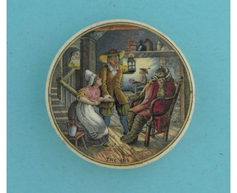 The Ins (15) 72mm  (pot lid, pot lids, potlid, potlids, prattware)  * A label affixed to the reverse states: Ex Cohen collect
