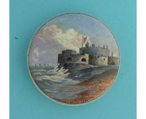 Sandown Castle (44) 98mm  (pot lid, pot lids, potlid, potlids, prattware)  * Ex Beckford, number 2880
