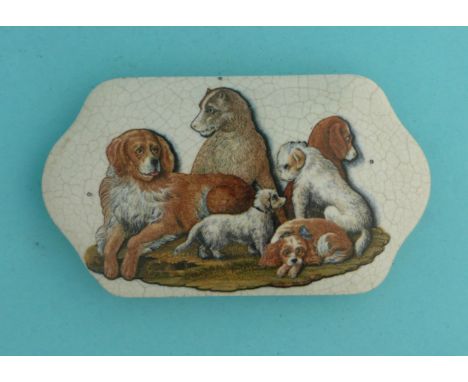 Six Dogs (264C) flange drilled  (pot lid, pot lids, potlid, potlids, prattware)  
