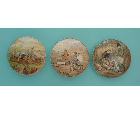 A Race or Derby Day (257), The Sportsman (259) The Game Bag (260) (3)  (pot lid, pot lids, potlid, potlids, prattware)  