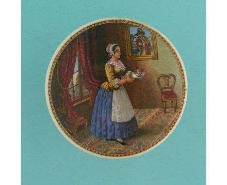 The Maidservant (343) with tall base (2)  (pot lid, pot lids, potlid, potlids, prattware)  