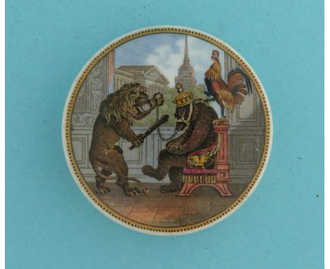 Bear, Lion and Cock (19) 75mm  (pot lid, pot lids, potlid, potlids, prattware)  