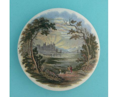 Conway Castle (217) 125mm (pot lid, pot lids, potlid, potlids, prattware) * Ex McKenzie collection, lot 380