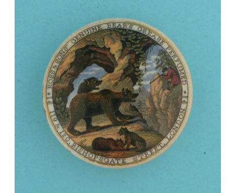 Bear Hunting (4) 76mm  (pot lid, pot lids, potlid, potlids, prattware)  