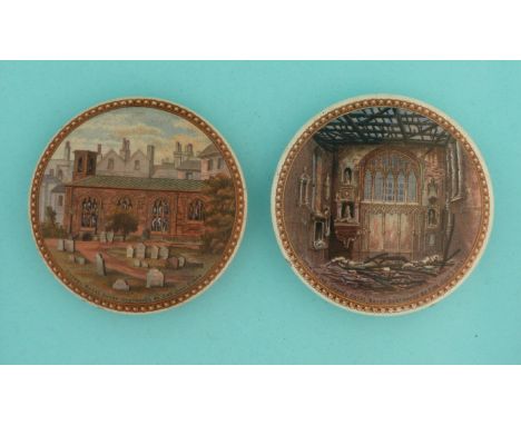 Chapel Royal (198) and Interior (199) (2)  (pot lid, pot lids, potlid, potlids, prattware)  