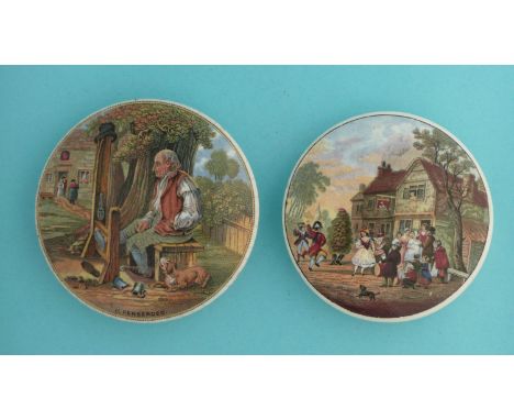 May Day Dancers (233) 96mm and Il Penseroso (235) 105mm (2)  (pot lid, pot lids, potlid, potlids, prattware)  