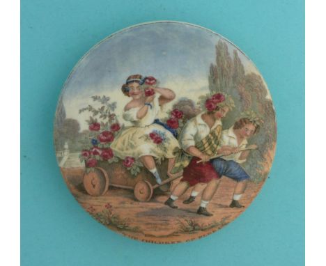 Children of Flora (237) 115mm  (pot lid, pot lids, potlid, potlids, prattware)  