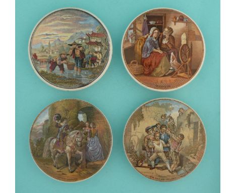 Transplanting Rice (332) Persuasion (353) The Cavalier (356) and The Wolf and the Lamb (361) (4)  (pot lid, pot lids, potlid,