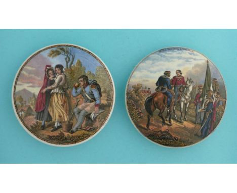 The Thirsty Soldier (205) 103mm, Meeting of Garibaldi and Victor Emmanuel (211) 101mm (2)  (pot lid, pot lids, potlid, potlid