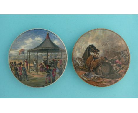Wimbledon, July 1860 (223) 103mm and War (219) 102mm (2)  (pot lid, pot lids, potlid, potlids, prattware)  