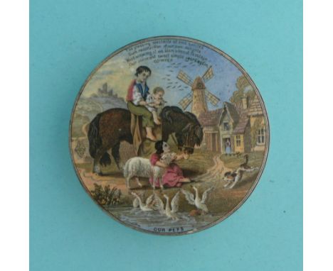 Our Pets (242) 90mm  (pot lid, pot lids, potlid, potlids, prattware)  