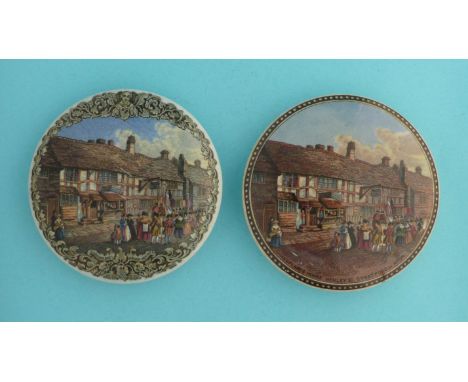 Shakespeare’s Birthplace, Exterior (226) leaf and scroll, 101mm and another, plain border 102mm (2)  (pot lid, pot lids, potl