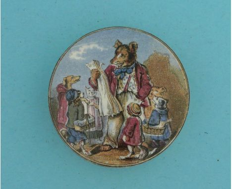Bears with Valentines (11) 70mm  (pot lid, pot lids, potlid, potlids, prattware)  * Ex Cartwright collection, lot 11
