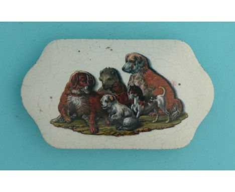 Six Dogs (264C) with base (2)  (pot lid, pot lids, potlid, potlids, prattware)  