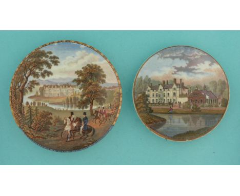 Strathfieldsaye (188) and Sandringham (181) minor chips (2)  (pot lid, pot lids, potlid, potlids, prattware)  