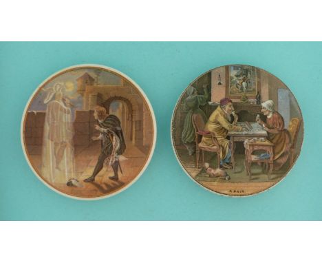 Hamlet and His Father’s Ghost (231) and A Pair (252) (2)  (pot lid, pot lids, potlid, potlids, prattware)  