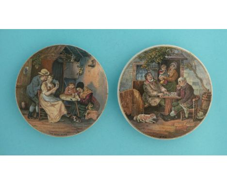 The Best Card (254) 101mm and A Fix (256) 104mm (2)  (pot lid, pot lids, potlid, potlids, prattware)  