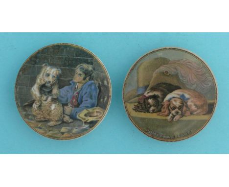 The Begging Dog (270) 72mm and Pompey and Caesar (271) 70mm (2)  (pot lid, pot lids, potlid, potlids, prattware)  