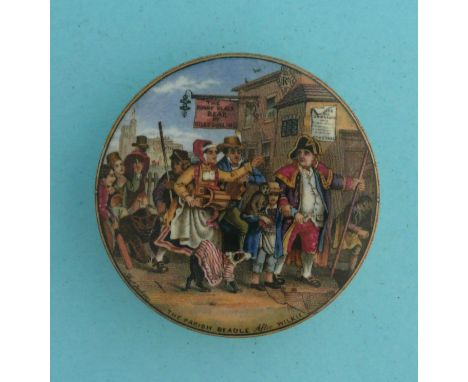 The Parish Beadle (236) 73mm  (pot lid, pot lids, potlid, potlids, prattware)  