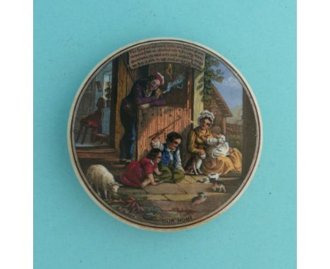 Our Home (241) 94mm, with base (2)  (pot lid, pot lids, potlid, potlids, prattware)  