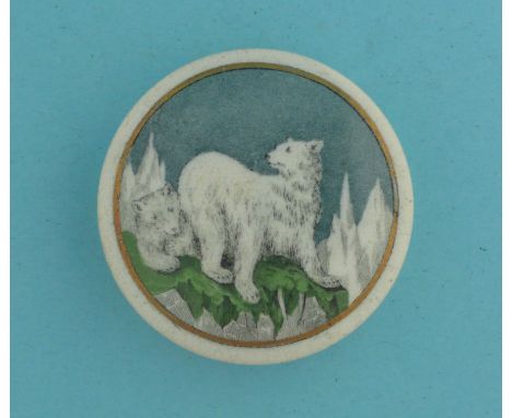 Polar Bears (18) 75mm  (pot lid, pot lids, potlid, potlids, prattware)  * Ex Mortimer collection, lot 66B