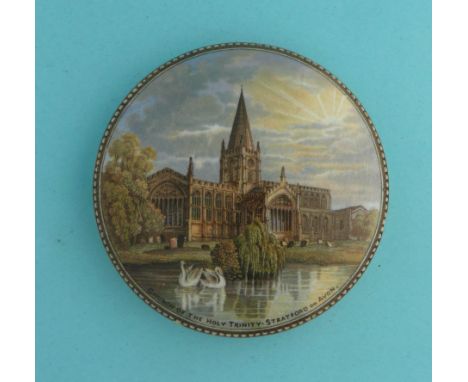 Holy Trinity Church (229) 106mm  (pot lid, pot lids, potlid, potlids, prattware)  *Ex Bedford, number 2906