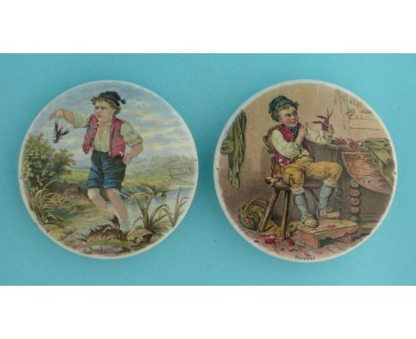 Injury (50) the reverse with registration mark, 103mm and Revenge (51) 104mm (2)  (pot lid, pot lids, potlid, potlids, prattw