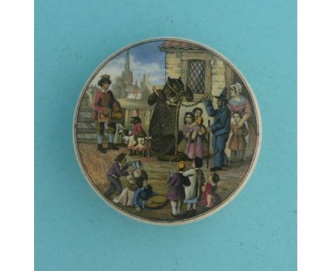 The Village Wakes (232) 72mm  (pot lid, pot lids, potlid, potlids, prattware)  