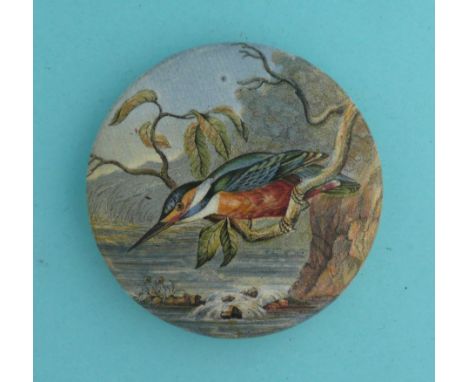 The Kingfisher (296) 102mm  (pot lid, pot lids, potlid, potlids, prattware)  