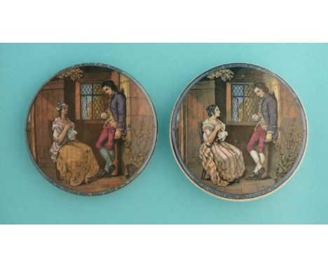The First Appeal (329B) 102mm and (329C) 103mm (2)  (pot lid, pot lids, potlid, potlids, prattware)  