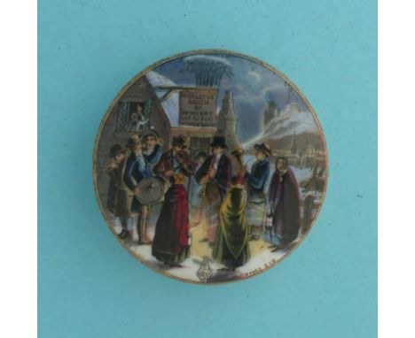 Xmas Eve (238) 73mm  (pot lid, pot lids, potlid, potlids, prattware)  *Ex Beckford, number 2866