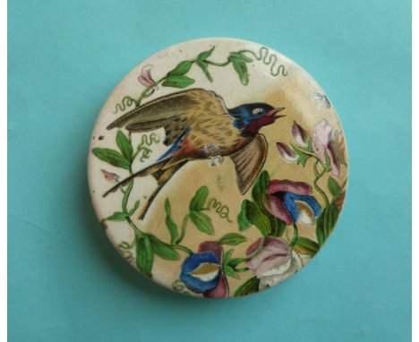 The Swallow (297) the reverse with registration mark, 92mm  (pot lid, pot lids, potlid, potlids, prattware)  