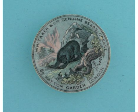Bear in a Ravine (14) 75mm, minor glaze defect  (pot lid, pot lids, potlid, potlids, prattware)  