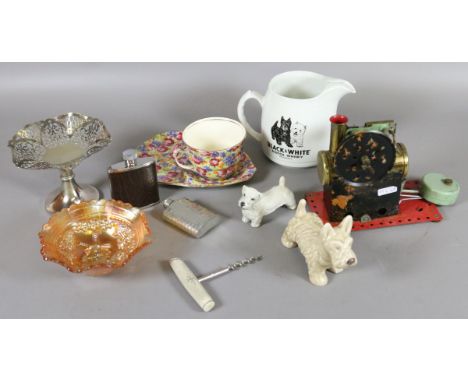 Mixed collectables to include a model flat bed steam engine, Burleigh ware jug advertising 'Black' and 'White' Scotch Whiskey