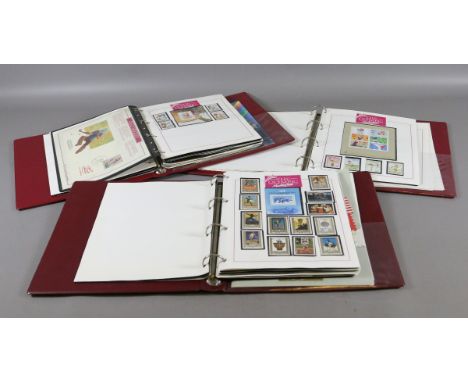 Three Olympic stamp albums and contents of Olympic games stamps to include full sets and First Day Covers.