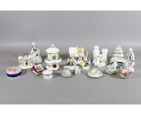 A collection of mixed china including Coalport pastel burners, Caverswall commemorative trinket box, Royal Albert and Royal A