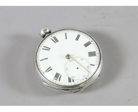 A George IV silver cased fusee pocket watch with verge escapement by Bracebridges of London with enamel dial, Roman numeral m