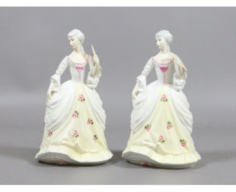 Two identical Royal Worcester figures entitled 'Invitation'.
