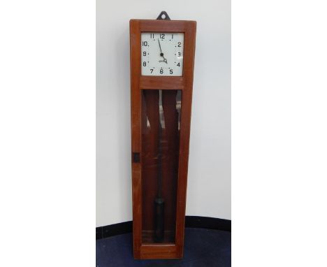 A Gents of Leicester pul-synetic impulse clock, square dial bearing Arabic numerals, hardwood cased, 28.5cm x 17.5cm x 128.5c
