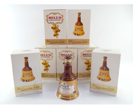 Eight Wade 6 2/3fl oz decanters for Bell's Old Scotch Whisky, seven boxed.