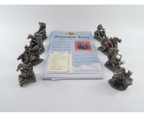 Myth and Magic pewter figures, comprising Mystique, The Earth Dragon, The Brout Keeper, The Cool Dude, Go Faster Dad, The Bik