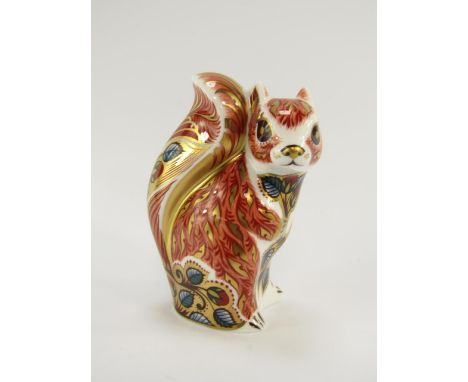 A Royal Crown Derby Imari porcelain paperweight Woodland Squirrel, 2006, gold button.