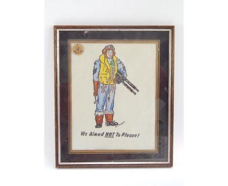Jade Harman.  We Aimed Not To Please, depicting an airman, ink and watercolour, signed, 24cm x 19cm.